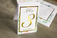 Złocone Numery na Stół Weselny Glamour | Flores nr 1