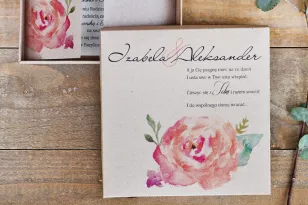 Efektowne zaproszenie ślubne w pudełku - Ekologiczne Margaret nr 6 - Brzoskwiniowa róża