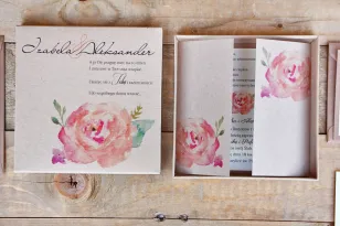 Zaproszenia Ślubne Eko w Pudełku z Różą Akwarela, Personalizowane | Ekologiczne Zaproszenia Ślubne Kwiatowe | Margaret nr 6