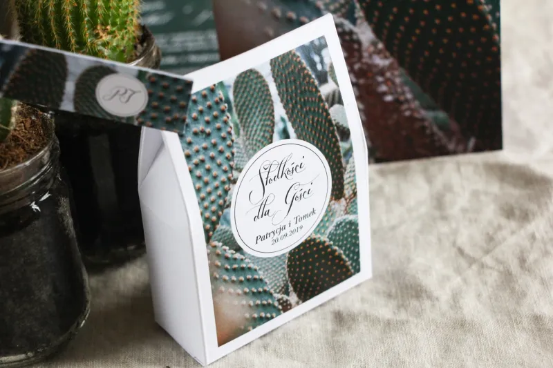 Danke an die Hochzeitsgäste, Schachteln für Süßigkeiten - Grafik mit Kaktus
