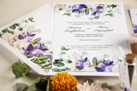 Fioletowe Zaproszenia Ślubne z Piwoniami - Eleganckie A5