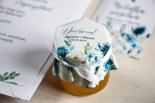 Honig - süß dank der Gäste, Grafiken mit weißen Rosen mit dem Zusatz von grünen und blauen Blättern