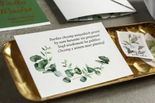 Hochzeitseinladungskarte mit grünem Eukalyptus verlässt Lotaro-Ticket Nr. 2