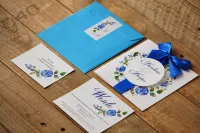 Zaproszenia Ślubne Chabry Akwarele z Kokardką | Amelia-Wedding