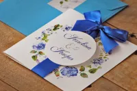 Zaproszenia Ślubne Chabry Akwarele z Kokardką | Amelia-Wedding