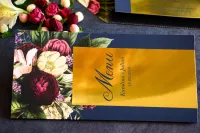 Menu Weselne Glamour Złocone Granatowe | Laura Nr 1