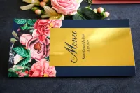 Złocone Menu Weselne Glamour z Piwoniami | Laura Nr 3