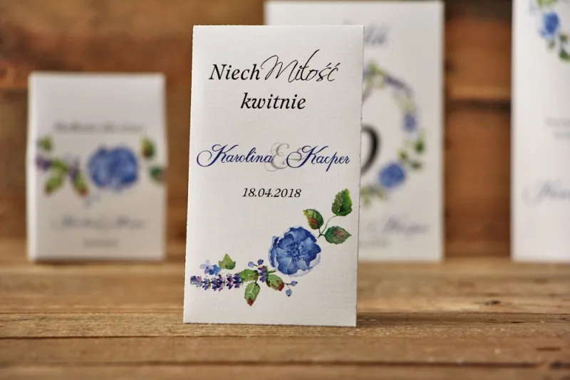 Podziękowania dla Gości weselnych - nasiona Niezapominajki - Akwarele nr 5 - Chabrowe kwiaty Podziękowania dla Gości weselnych - nasiona Niezapominajki - Akwarele nr 5 - Chabrowe kwiaty