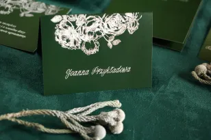 Grün - Silberne Vignetten für Hochzeitstisch im Glamour-Stil mit Versilberung