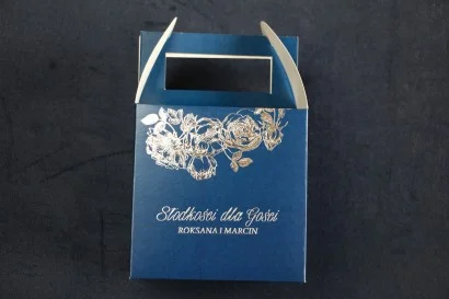 Pudełko na Ciasto Weselne ze srebrzeniem w stylu Glamour - Mikado nr 1
