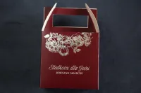 Bordowe Pudełko na Ciasto Glamour ze Srebrzeniem | Mikado