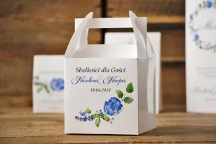 Pudełko na ciasto kwadratowe, tort weselny - Akwarele nr 5 - Chabrowe kwiaty