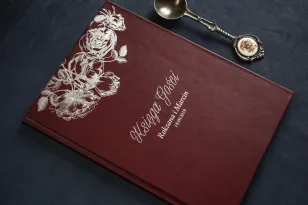 Bordowo - Srebrna Weselna Księga Gości ze srebrzeniem w stylu Glamour.
