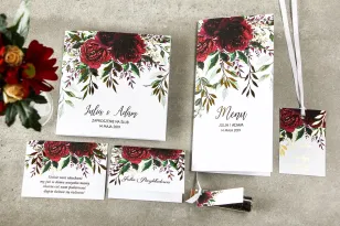 Probierset mit floralen Hochzeitseinladungen mit Vergoldung - Rubin Nr. 3