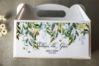 Pudełko na Ciasto Weselne Złote Liście | Personalizacja | Rubin