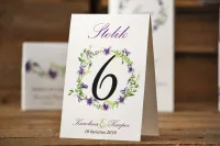 Numerki na Stół Weselny Fiołki | Akwarele nr 7 | Amelia-Wedding