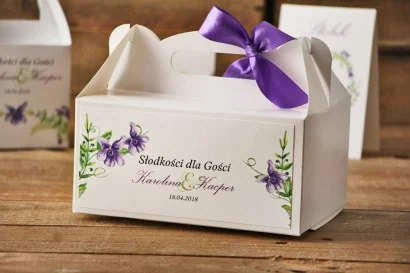 Prostokątne pudełko na ciasto - Akwarele nr 7 - Fioletowe kwiaty