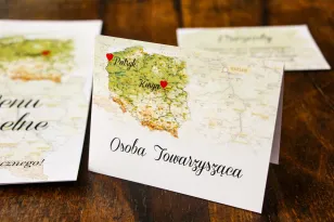 Hochzeitsvignetten mit einer polnischen Karte für Paare aus verschiedenen Städten