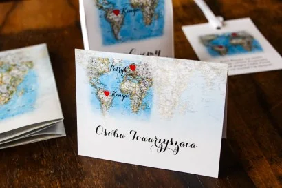 Winietki Ślubne z Motywem Mapy Świata | Podróżniczy Akcent | Mapa Uczuć nr 3