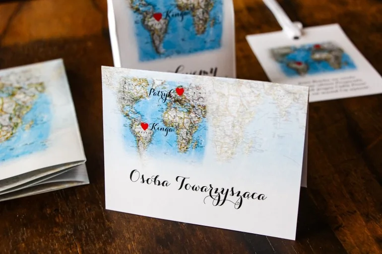 Winietki Ślubne z Motywem Mapy Świata | Mapa Uczuć nr 3