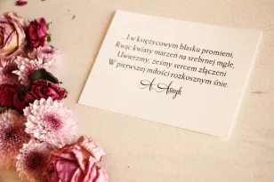 Weißes Ticket für Hochzeitseinladungen aus der Kollektion mit Foto