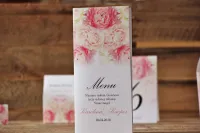 Menu Weselne Akwarelowe Różowe Piwonie | Akwarele nr 9
