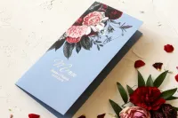 Niebieskie Menu Weselne Srebrzone Glamour | Pastelowe nr 1