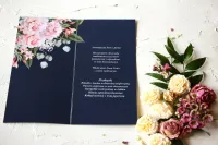 Menu Ślubne Glamour Granatowe Srebrzone | Pastelowe nr 3