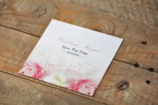 Bilecik Save The Date do zaproszenia - Akwarele nr 9 - Różowe piwonie