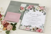 Nowoczesne Zaproszenia Ślubne Różowe Kwiaty | Wenis nr 1