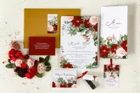 Zaproszenia Ślubne Bordowe Dalie | Eleganckie | Wenis nr 3