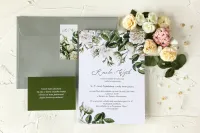 Zielone Zaproszenia Ślubne z Różami | Eleganckie | Wenis 4
