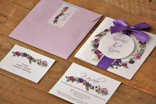 Zaproszenie ślubne z bilecikami - Akwarele nr 11- odcienie fioletu