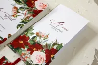 Menu Weselne Bordowe Kwiaty - Personalizacja | Wenis Nr 3