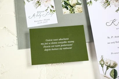 Zielony bilecik do kwiatowych zaproszeń ślubnych Wenis nr 4