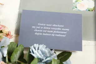 Niebieski bilecik do kwiatowych zaproszeń ślubnych Wenis nr 5