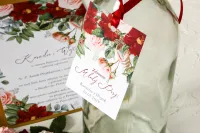 Zawieszki na Wódkę Weselną Bordowe Kwiaty | Wenis nr 3