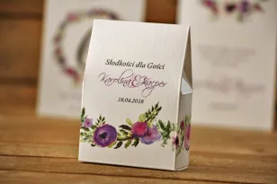Bonbonschachtel, dank Hochzeitsgästen - Aquarelle Nr. 11 - Kleine lila Blumen