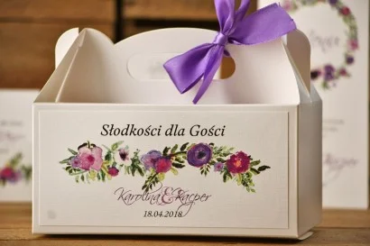 Prostokątne pudełko na ciasto - Akwarele nr 11 - Fioletowe kwiaty