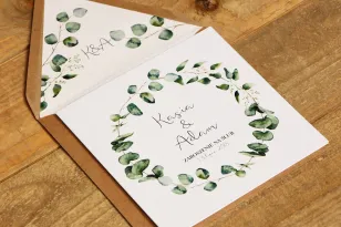 Hochzeitseinladung, Einladungen zur Blumenhochzeit - Kalia Nr. 2 - Eukalyptus mit ökologischer Hülle