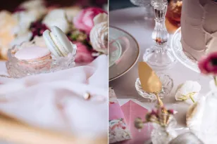 Eleganckie Menu Weselne z Piwoniami i Różami | Personalizowana Karta Dań na Stół Ślubny | Rozalia Nr 4