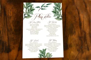 Hochzeitstischplan im rustikalen Stil mit Olivenzweigen, Indigo-Tischplan Nr. 2