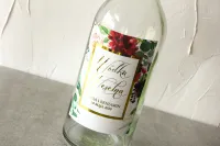 Złocone Etykiety na Wódkę Weselną Glamour | Flores nr 2