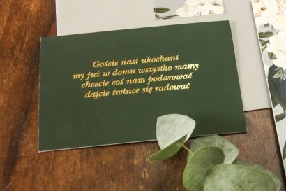 Zielony bilecik do zaproszeń ślubnych z kolekcji Soreli nr 1