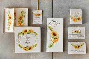 Hochzeitseinladungs-Probierset mit Sommersonnenblumen