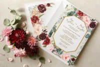 Zaproszenia Ślubne Glamour Złocone z Piwoniami | Lotus nr 5