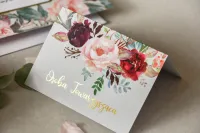 Złocone Winietki Ślubne Glamour Bordowe Piwonie | Lotus nr 5