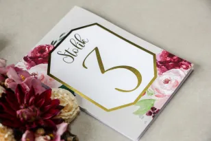 Numery stolików weselnych ze złoceniem w stylu Glamour - Lotus nr 1