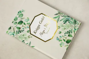 Frühlingshochzeits-Gästebuch mit Eukalyptusvergoldung