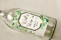 Złocone etykiety na wódkę weselną z eukaliptusem | Lotus